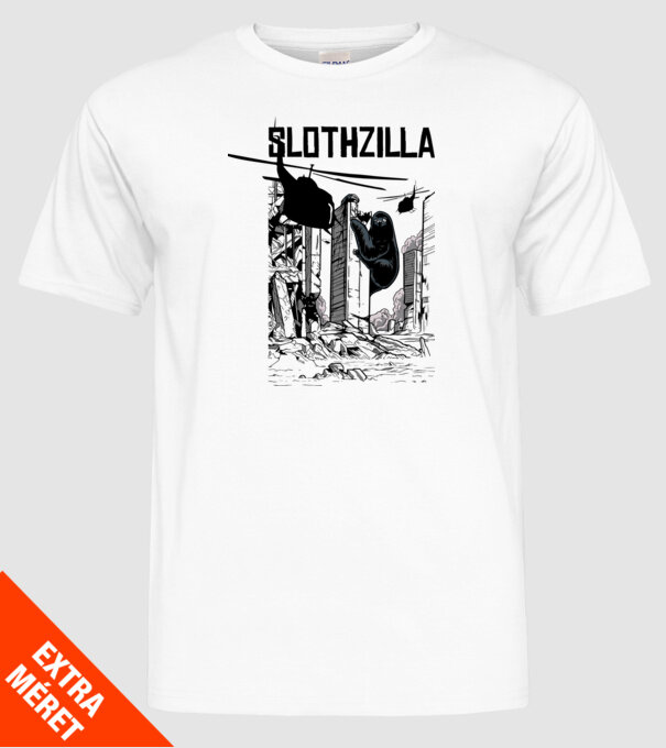 Slothzilla la atac amuzant tricou leneș amuzant model alb pe tricou