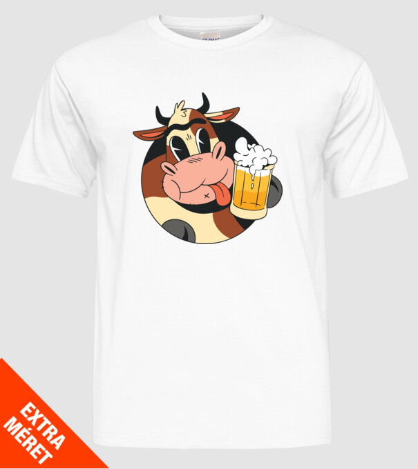 Vacă cu bere model alb pe tricou