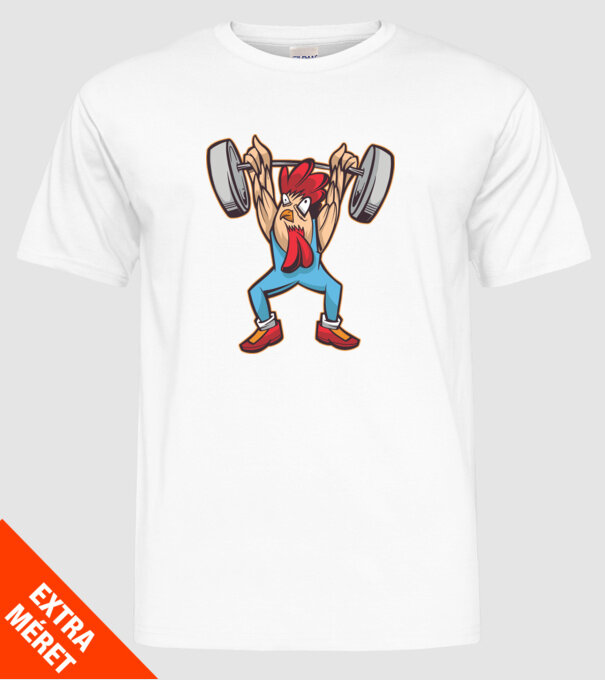 Pui Halterofil model alb pe tricou
