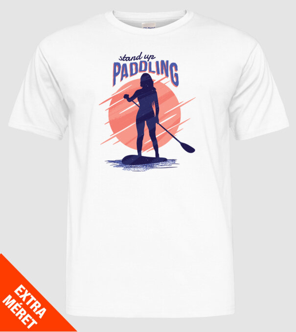 Tricou SUP Stand Up Paddle model alb pe tricou