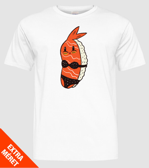 Sushi în bikini model alb pe tricou