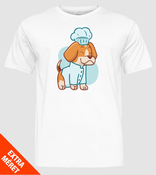 Beagle bucătar model alb pe tricou