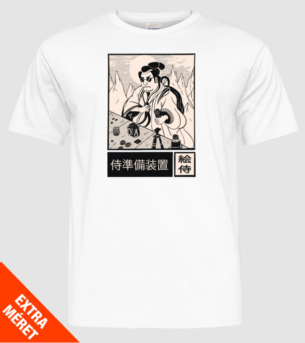 Samurai model alb pe tricou