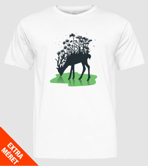 Natură cerb model alb pe tricou