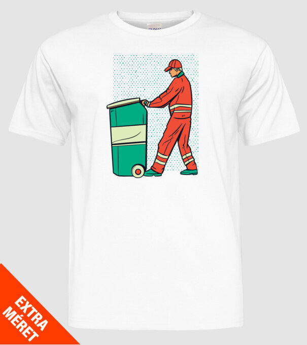 Gunoier model alb pe tricou