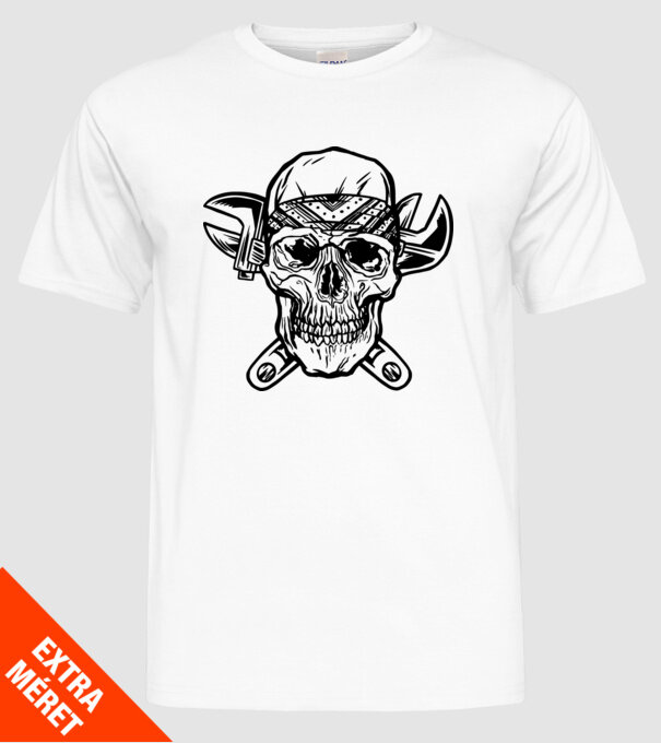 Craniu Instalator model alb pe tricou