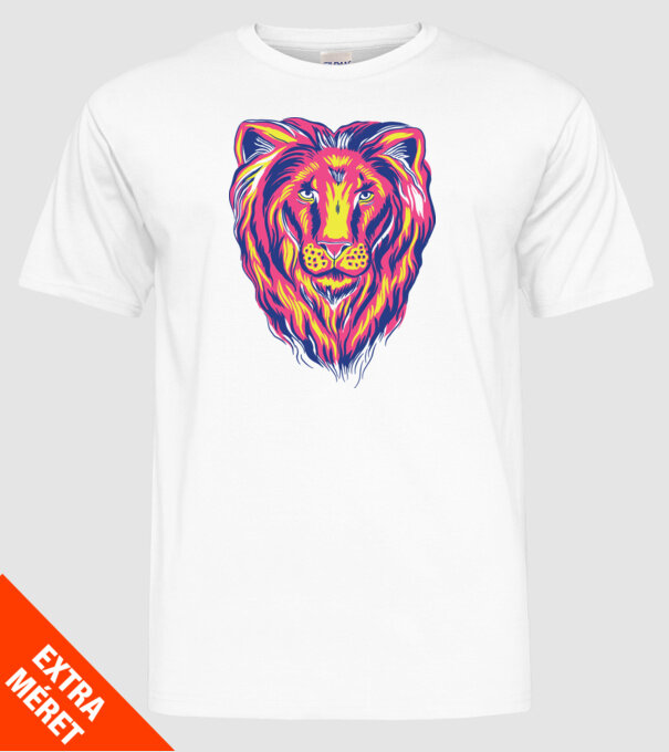 Leu colorat model alb pe tricou