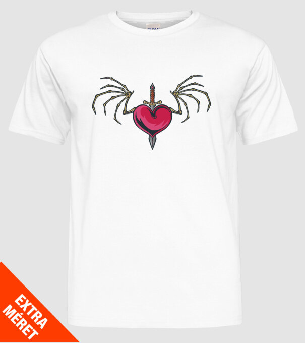 Inimă cu sabie model alb pe tricou