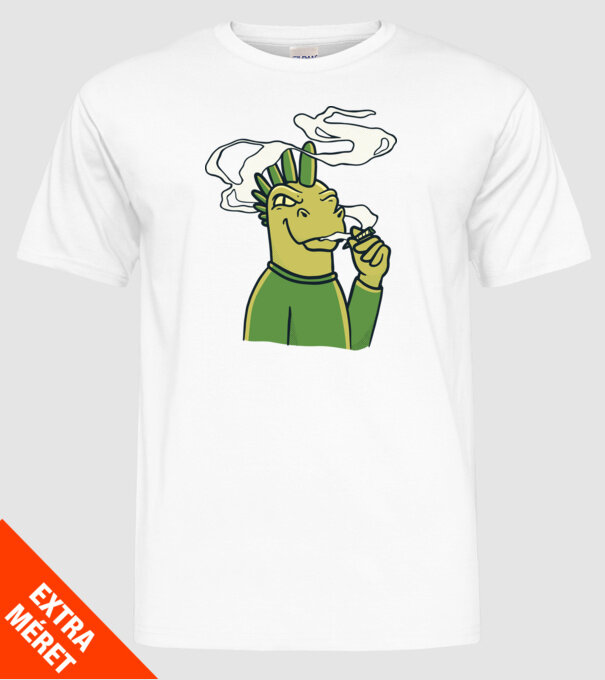 Dinozaur fumător model alb pe tricou