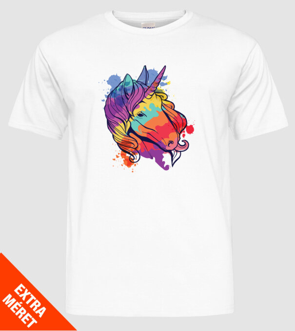 Curcubeu colorat Unicorn tricou model alb pe tricou