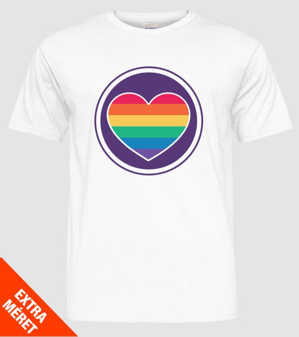 Inimă curcubeu model alb pe tricou