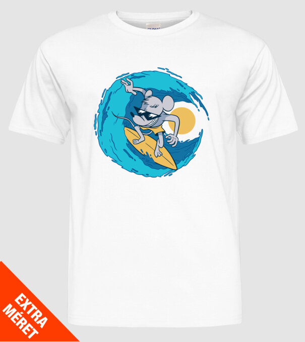 Șoarece Surfer model alb pe tricou