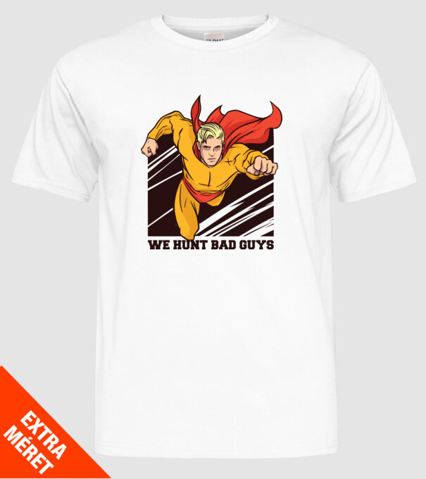 Supererou model alb pe tricou