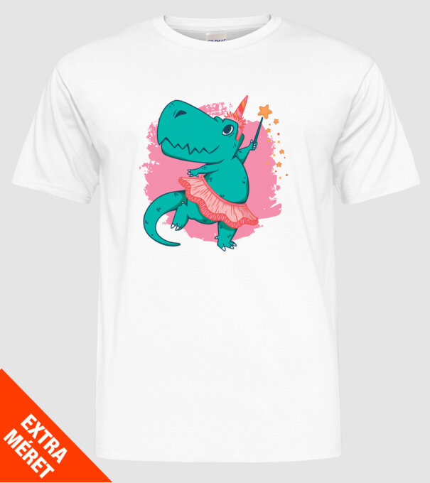 T-rex Balerină model alb pe tricou