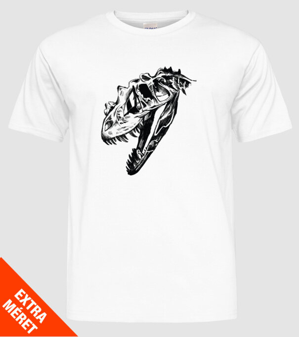 Craniu T-rex model alb pe tricou