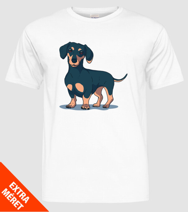 Tricou cu Câine teckel drăguț model alb pe tricou