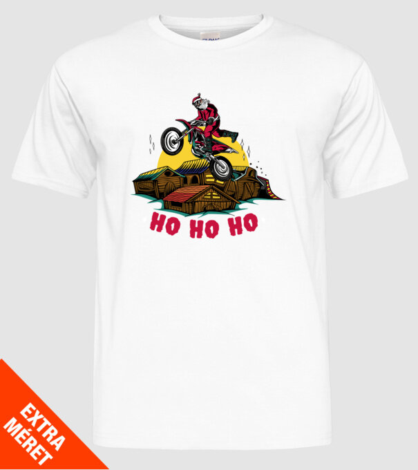 Moș Crăciun pe motocicletă Cross model alb pe tricou