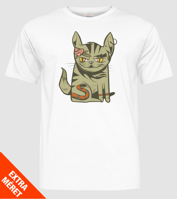 Pisoi tatuat model alb pe tricou
