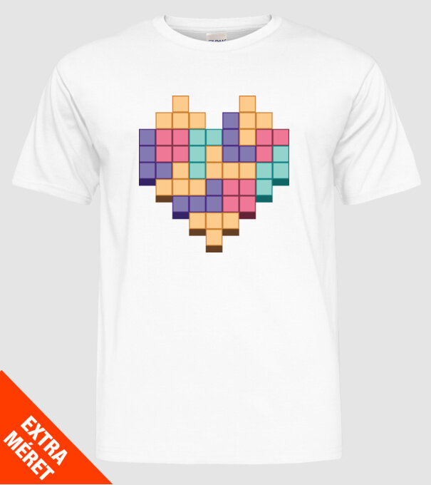 Inimă Tetris model alb pe tricou