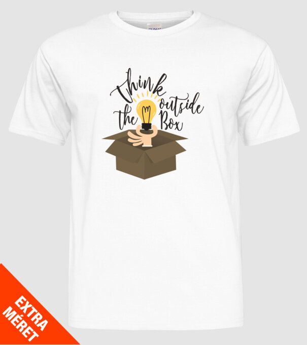 Think outside of the box model alb pe tricou
