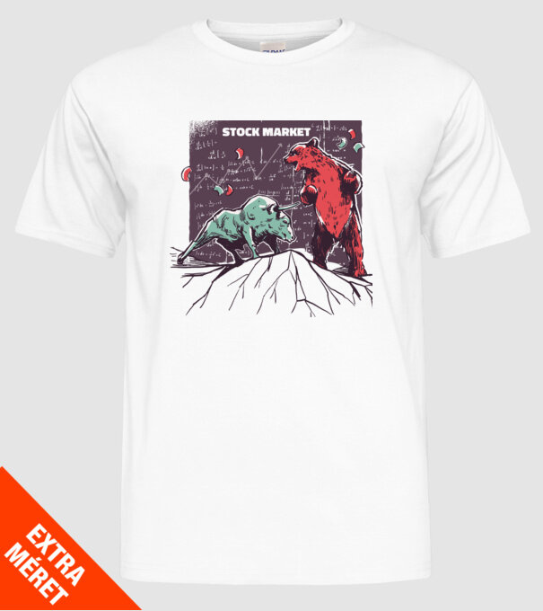 Bursa de Valori Taur vs Urs model alb pe tricou