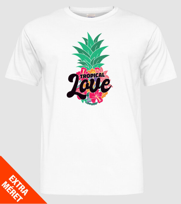 Ananas Tropical Love model alb pe tricou