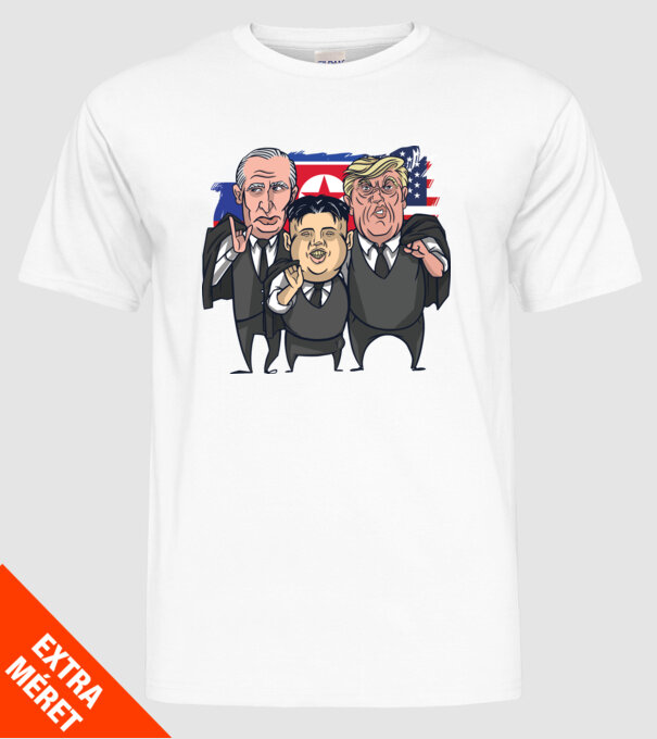 Trump, Putin, Kim - trei prieteni buni model alb pe tricou