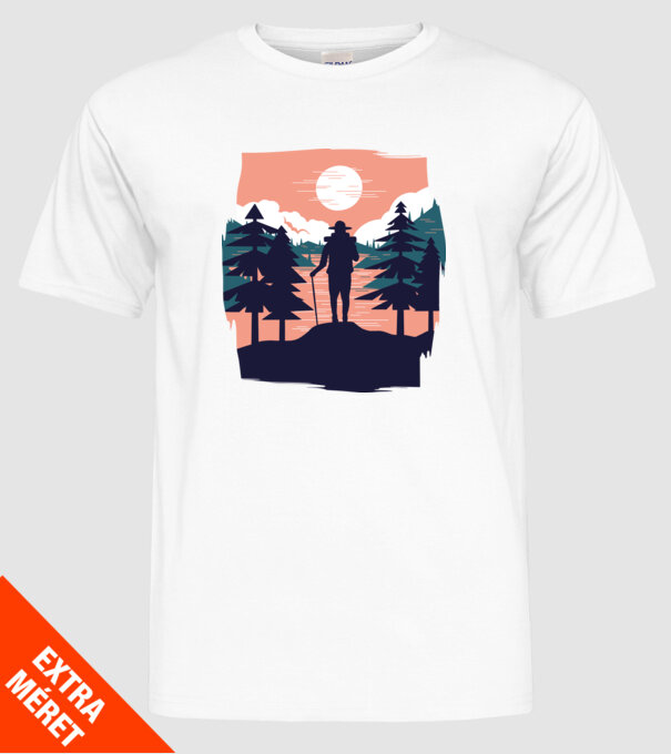 Drumeție model alb pe tricou