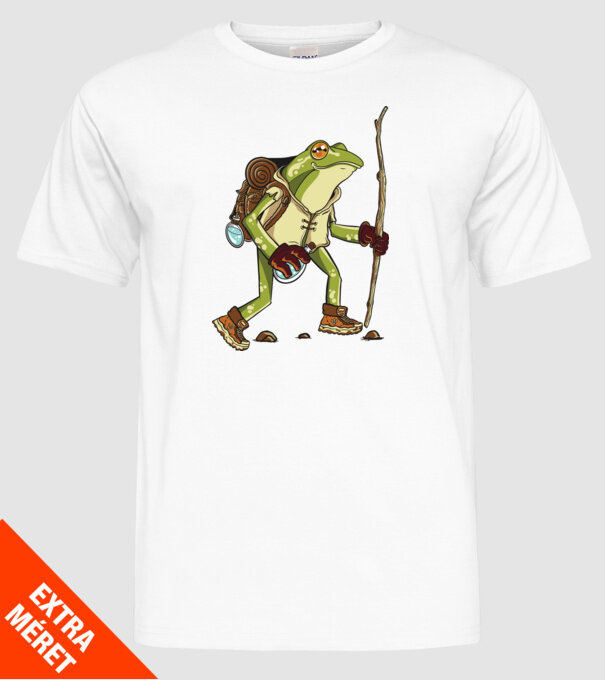 Broască în drumeție model alb pe tricou