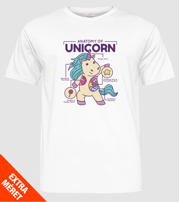 Unicorn Anatomie model alb pe tricou