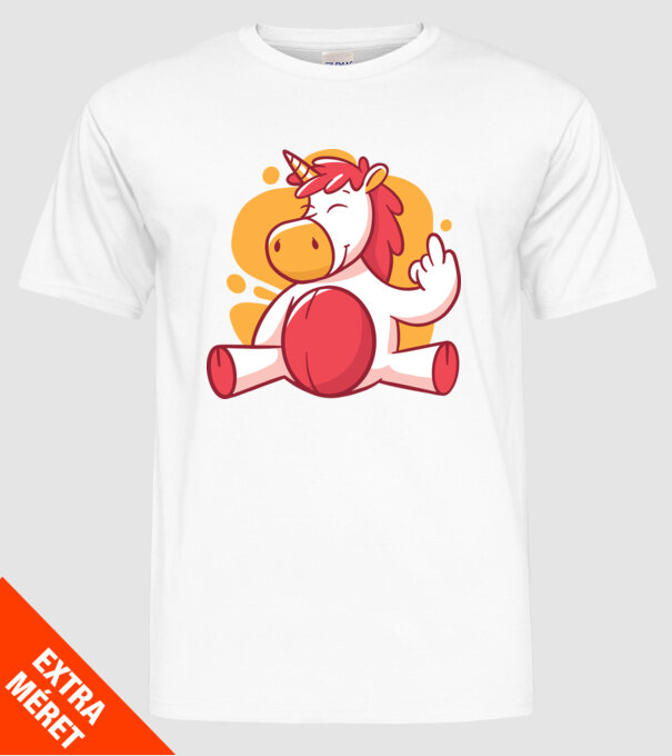 Unicorn arată degetul model alb pe tricou