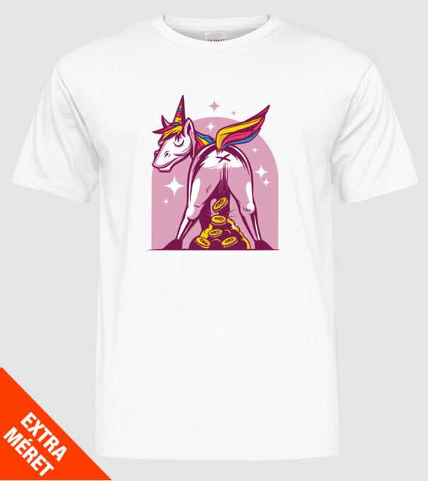 Unicorn Bitcoin model alb pe tricou