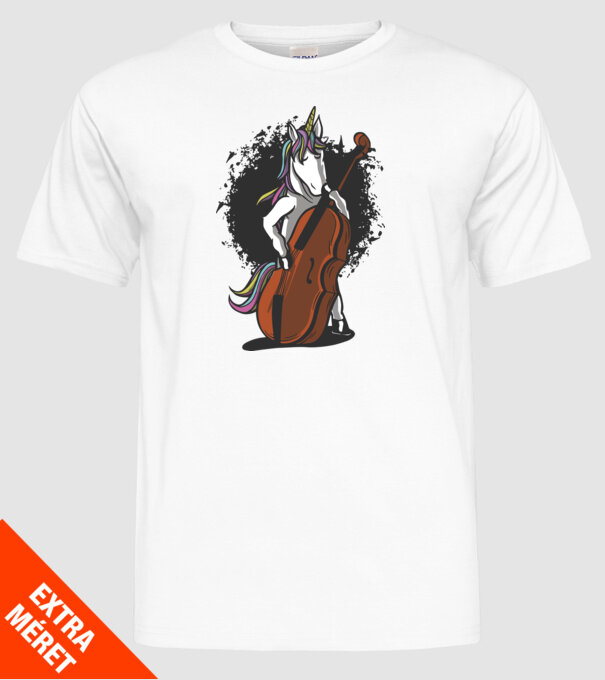 Unicorn cu violoncel model alb pe tricou