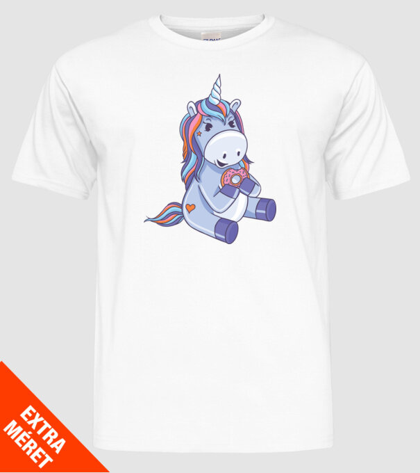 Unicorn cu gogoașă model alb pe tricou