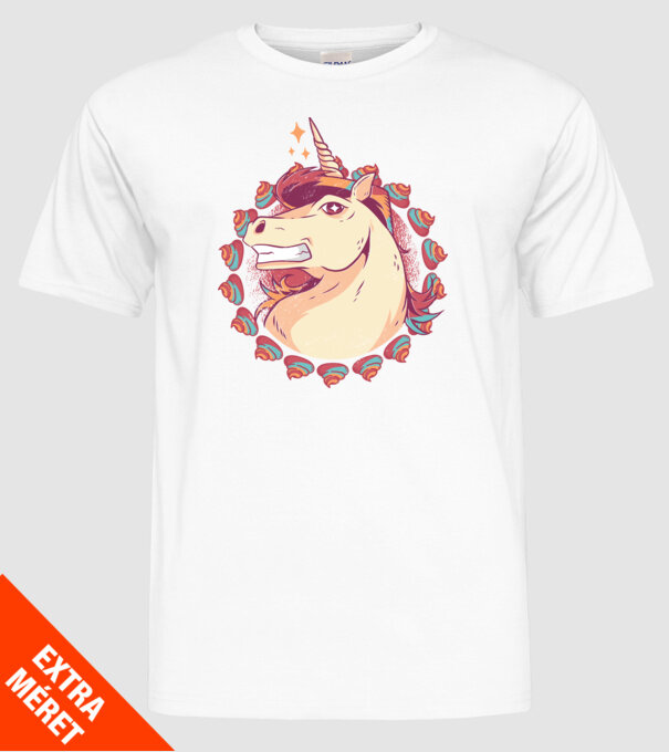 Unicorn Mullet model alb pe tricou