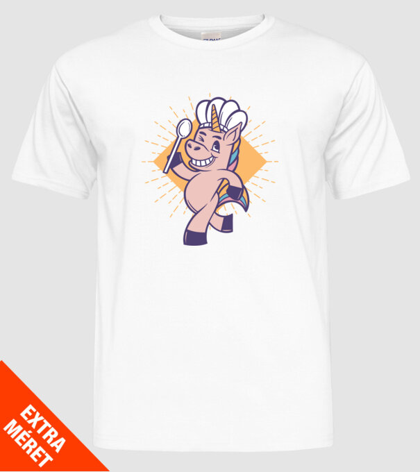 Unicorn Bucătar model alb pe tricou