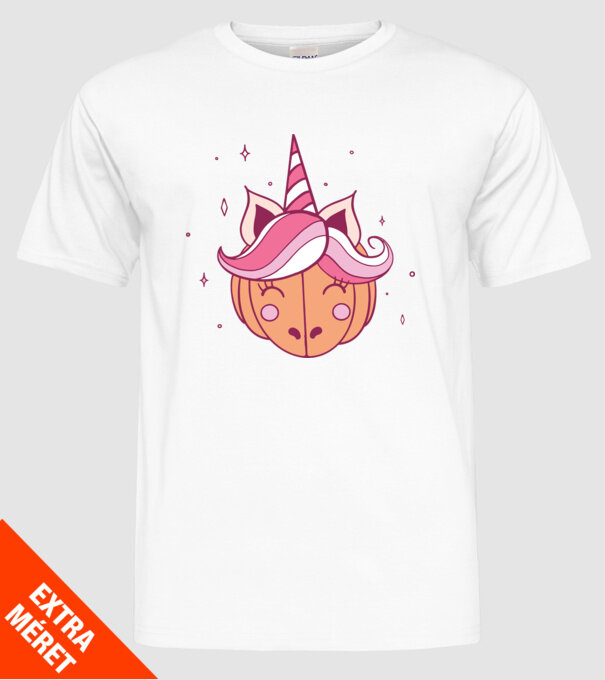 Unicorn Dovleac model alb pe tricou