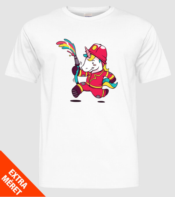 Pompier Unicorn model alb pe tricou