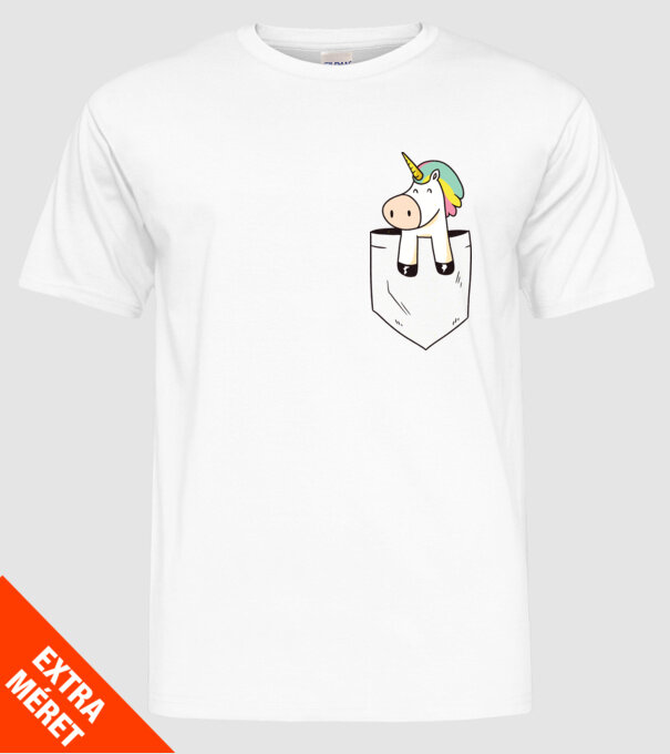 Unicorn Buzunar model alb pe tricou