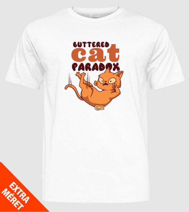 Paradox pisică cu unt model alb pe tricou
