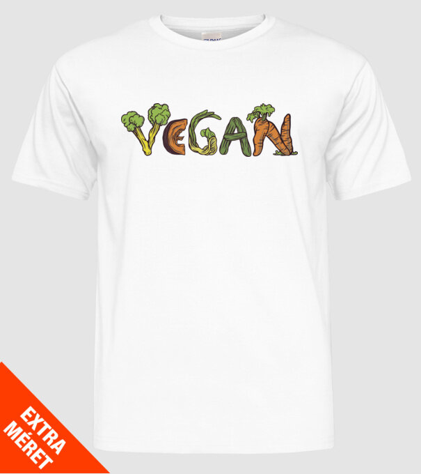 Inscripție legume vegan model alb pe tricou