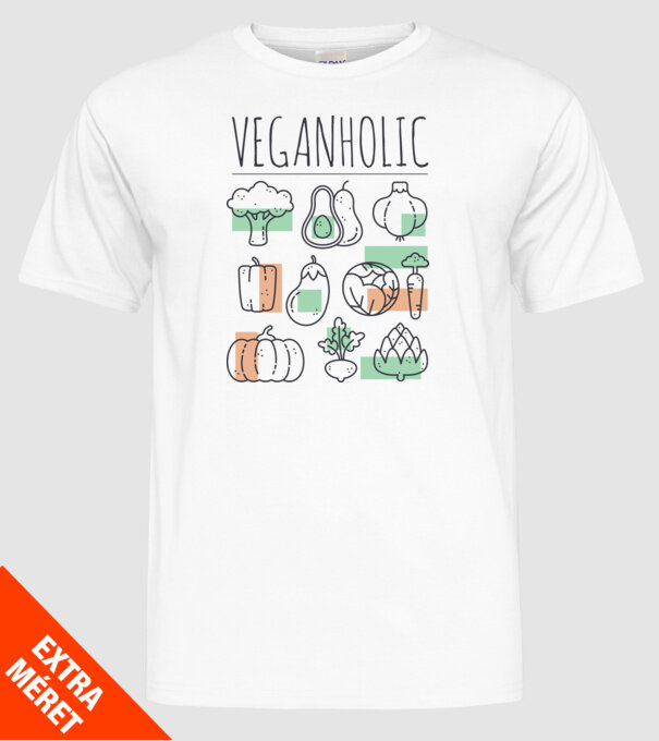 Veganholic model alb pe tricou