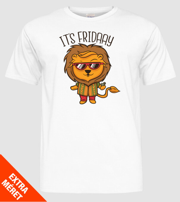 În sfârșit, vineri Leu model alb pe tricou