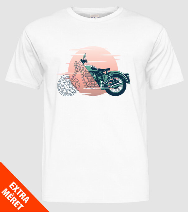 Motocicletă Vintage model alb pe tricou