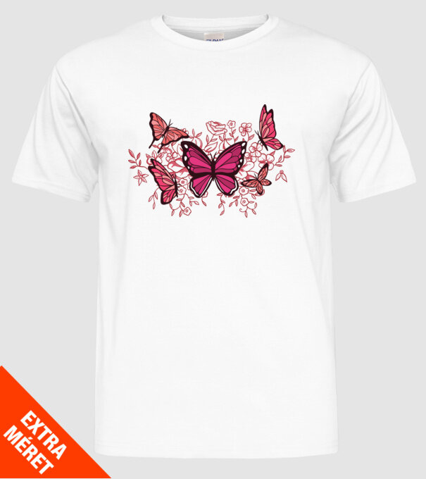 Fluturi cu flori model alb pe tricou