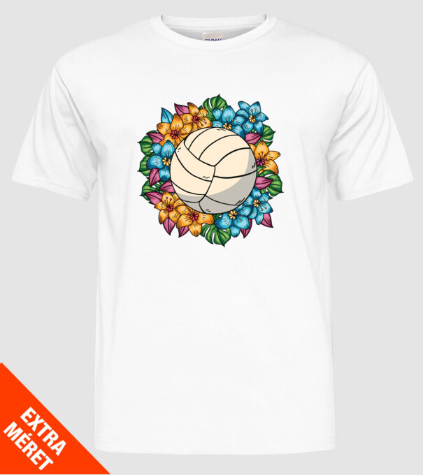Minge de volei cu flori model alb pe tricou