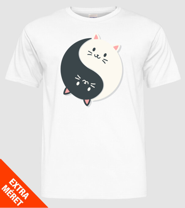 Pisicuțe Yin Yang model alb pe tricou