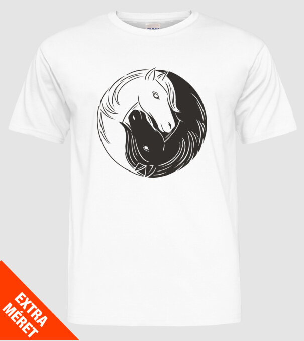 Călăreț Yin Yang model alb pe tricou