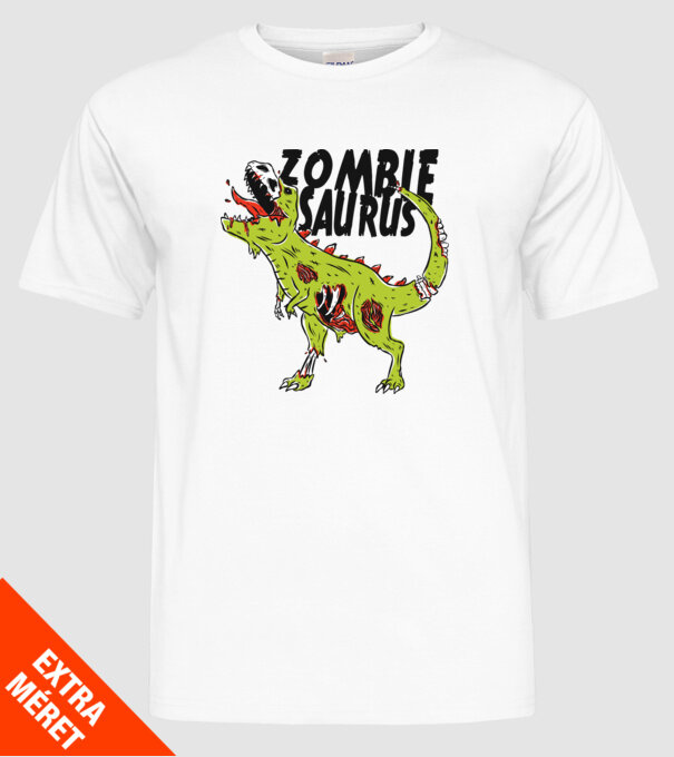 Zombiesaurus - Dinozaur Zombie model alb pe tricou