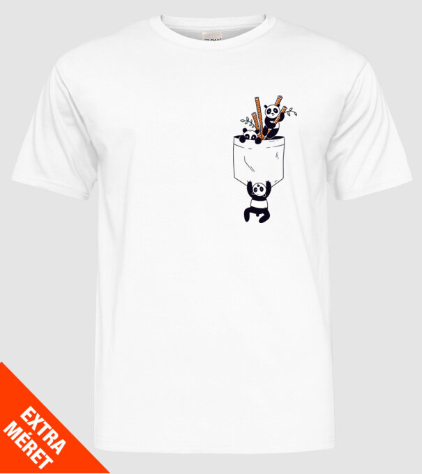 Panda de buzunar model alb pe tricou